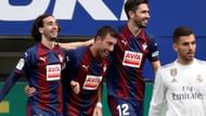 Cucurella (first from left) celebrates the second goal with Enrich